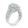 Thumbnail Image 2 of 2 CT. T.W. Composite Diamond Oval Frame Multi-Row Engagement Ring in 14K White Gold