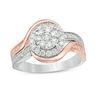 Thumbnail Image 0 of 3/4 CT. T.W. Diamond Double Frame Bypass Engagement Ring in 10K Two-Tone Gold
