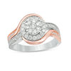 Thumbnail Image 1 of 3/4 CT. T.W. Diamond Double Frame Bypass Engagement Ring in 10K Two-Tone Gold