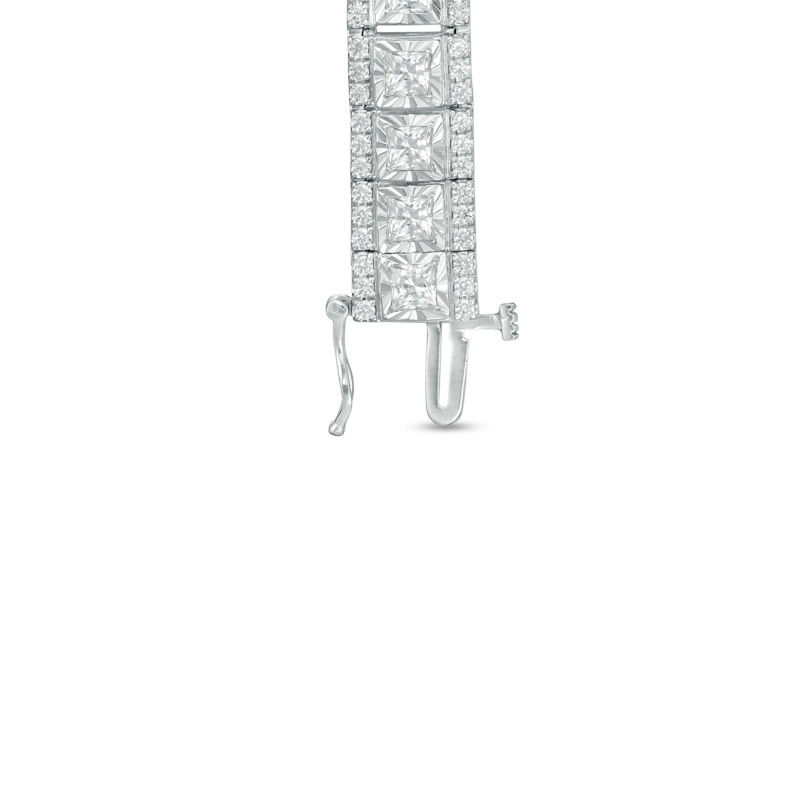 Main Image 2 of 10 T.W. Princess-Cut and Round Diamond Bracelet in 14K White Gold - 7.5"