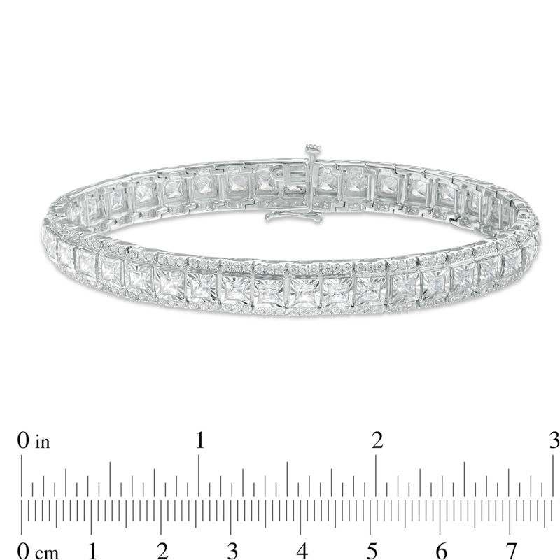 Main Image 3 of 10 T.W. Princess-Cut and Round Diamond Bracelet in 14K White Gold - 7.5"