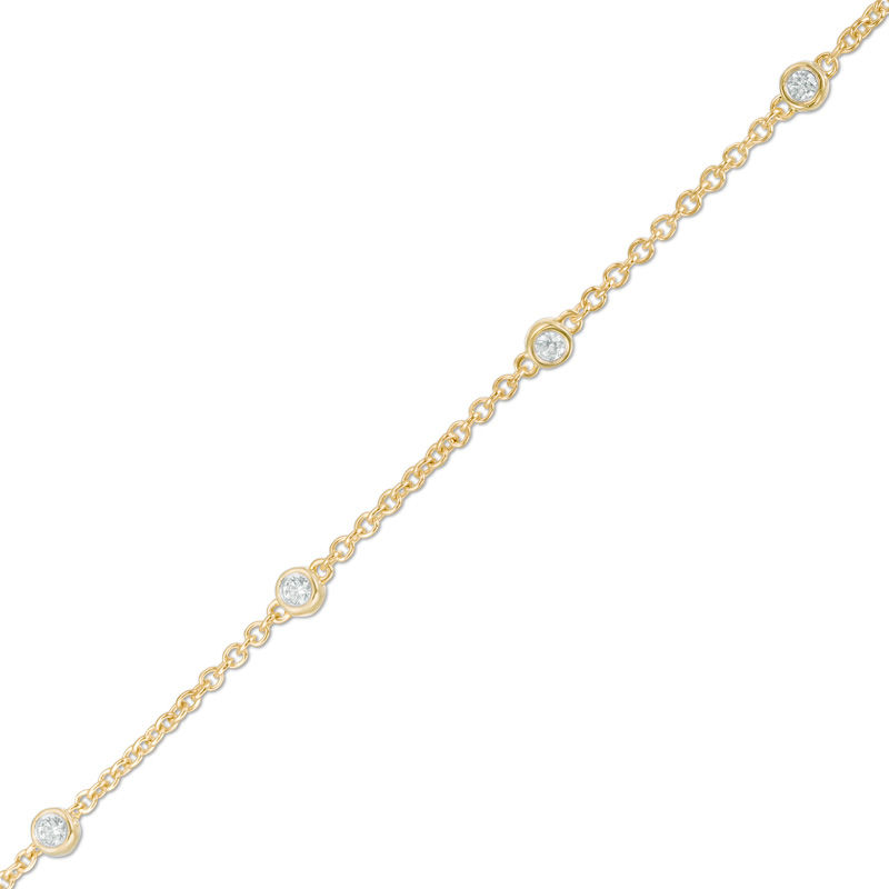Main Image 1 of 1/6 CT. T.W. Diamond Five Stone Station Bracelet in 10K Gold - 7.5"