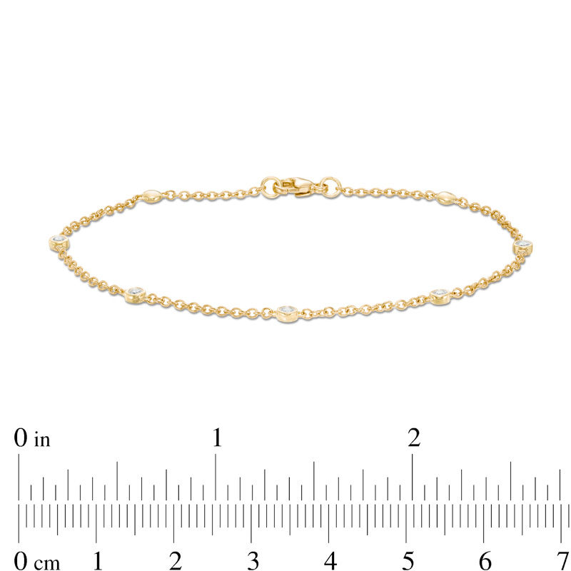 Main Image 3 of 1/6 CT. T.W. Diamond Five Stone Station Bracelet in 10K Gold - 7.5"
