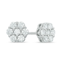Diamond Earrings Zales T W Composite Diamond Flower Stud Earrings In 10k White Gold