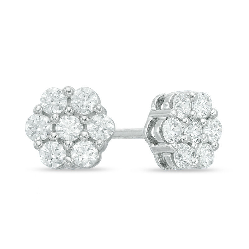 1/2 CT. T.W. Composite Diamond Flower Stud Earrings in 10K White Gold