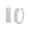 Thumbnail Image 1 of 1 CT. T.W. Diamond Multi-Row Hoop Earrings in Sterling Silver