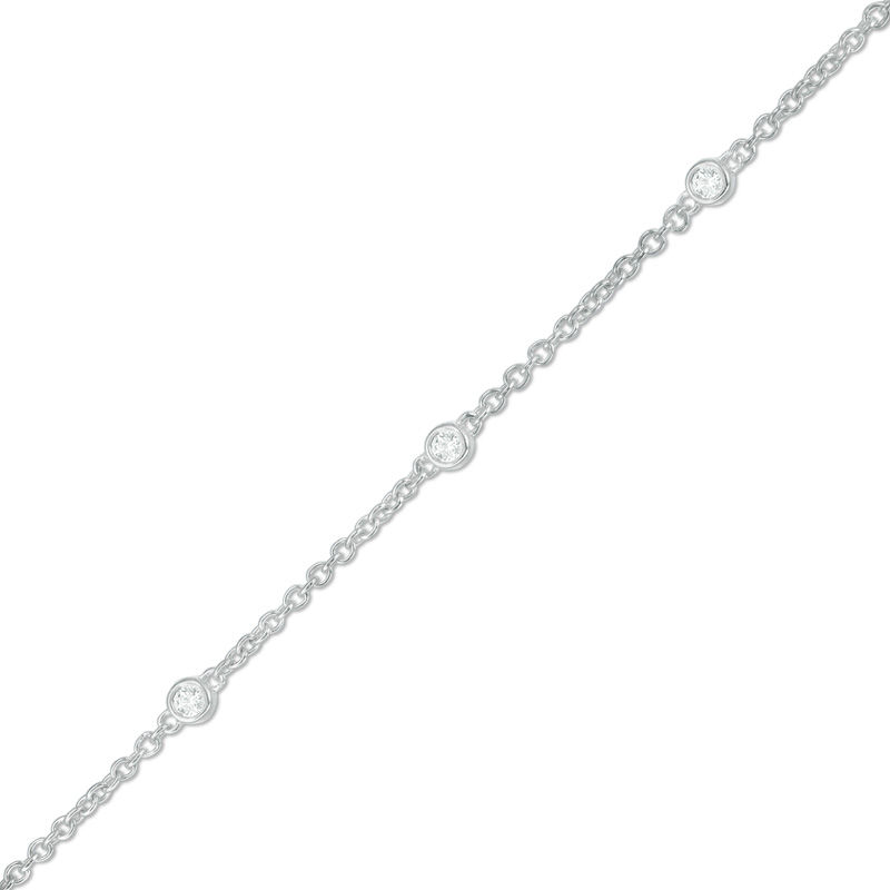 Main Image 1 of 1/6 CT. T.W. Diamond Five Stone Station Bracelet in 10K White Gold - 7.5"