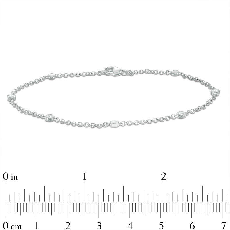 Main Image 3 of 1/6 CT. T.W. Diamond Five Stone Station Bracelet in 10K White Gold - 7.5"