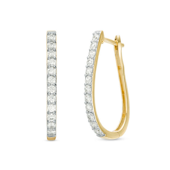 1 Ct T W Diamond Hoop Earrings In 10k Gold Core Zales 1 Ct T W Diamond Hoop Earrings In 10k Gold