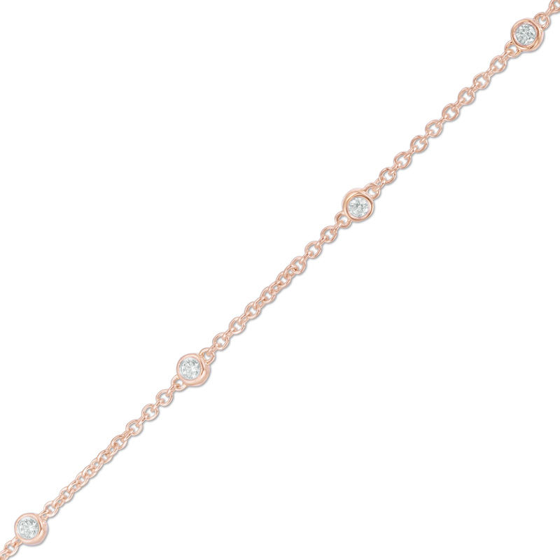 Main Image 1 of 1/6 CT. T.W. Diamond Five Stone Station Bracelet in 10K Rose Gold - 7.5"