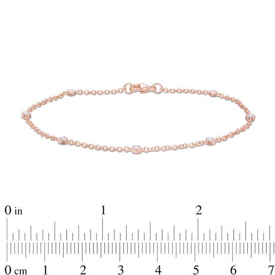 1/6 CT. T.w. Diamond Five Stone Station Bracelet in 10K Rose Gold - 7.5"