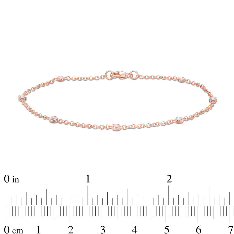 Main Image 3 of 1/6 CT. T.W. Diamond Five Stone Station Bracelet in 10K Rose Gold - 7.5"