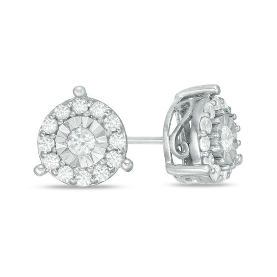 1/2 CT. T.w. Diamond Frame Stud Earrings in 10K White Gold