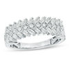 Thumbnail Image 1 of 1/2 CT. T.W. Baguette and Round Diamond Chevron Ring in 10K White Gold