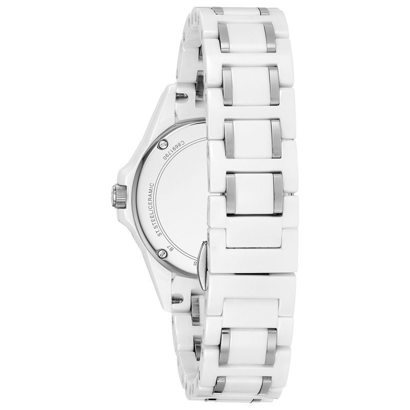 Ladies' Bulova Marine Star Diamond Accent Ceramic Watch with Mother-of-Pearl Dial (Model: 98P172)