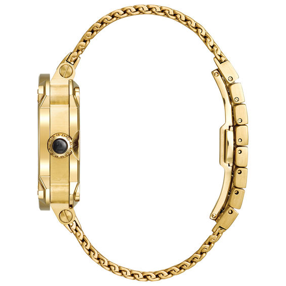 Bulova Precisionist Special GrammyÂ® Edition Diamond Accent Gold-Tone Mesh Watch with Black Dial (Model: 97P124)