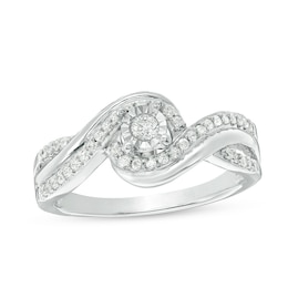 1/4 CT. T.W. Diamond Swirl Bypass Promise Ring in Sterling Silver
