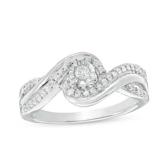 1/4 CT. T.w. Diamond Swirl Bypass Promise Ring in Sterling Silver