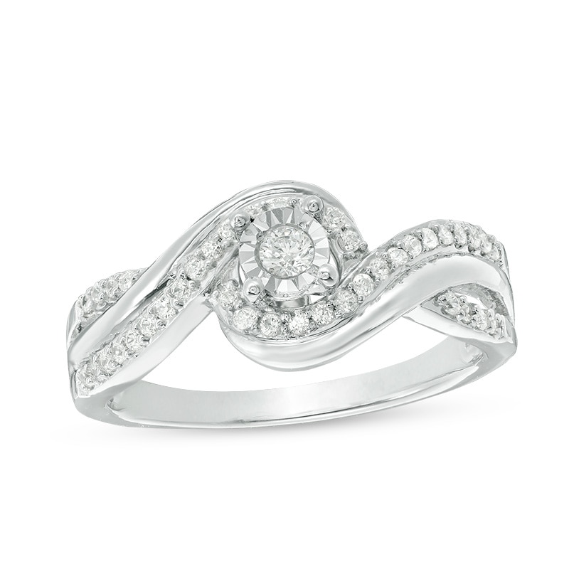 Main Image 1 of 1/4 CT. T.W. Diamond Swirl Bypass Promise Ring in Sterling Silver