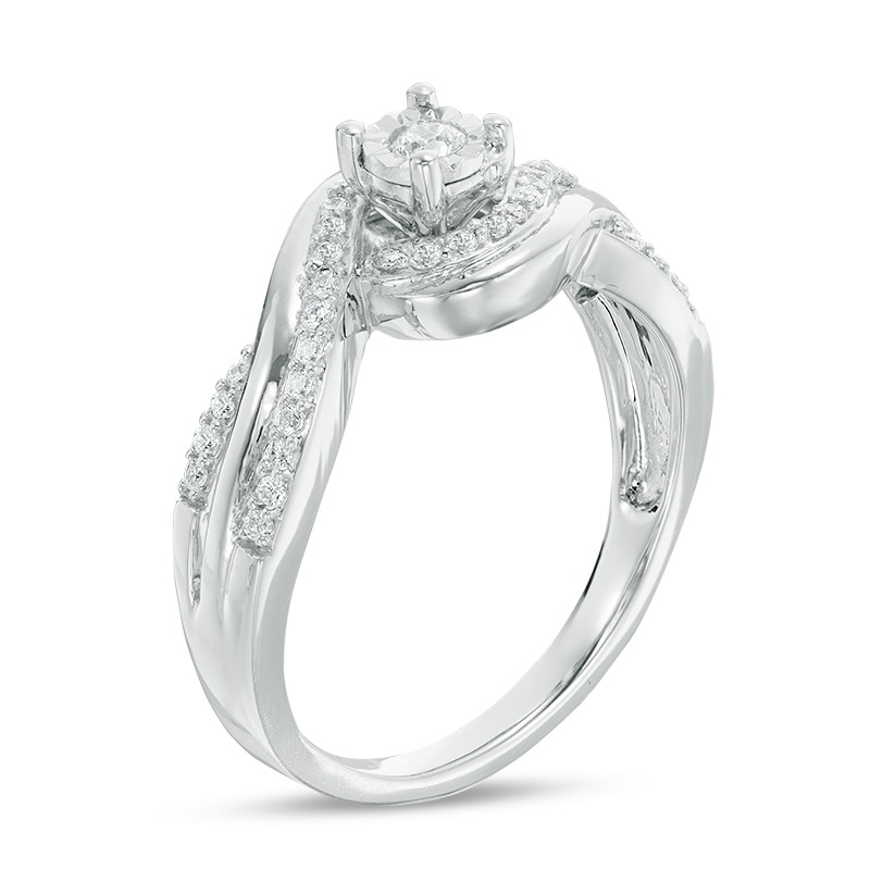 Main Image 2 of 1/4 CT. T.W. Diamond Swirl Bypass Promise Ring in Sterling Silver