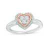 1/20 CT. T.W. Diamond Heart Frame Promise Ring in Sterling Silver and 10K Rose Gold