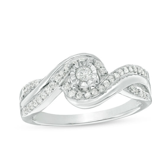 1/4 CT. T.w. Diamond Swirl Bypass Promise Ring in Sterling Silver