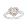 Thumbnail Image 1 of 1/20 CT. T.W. Diamond Heart Frame Promise Ring in Sterling Silver and 10K Rose Gold