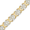 Thumbnail Image 1 of 4 CT. T.W. Composite Diamond Flower "X" Alternating Bracelet in 10K Gold
