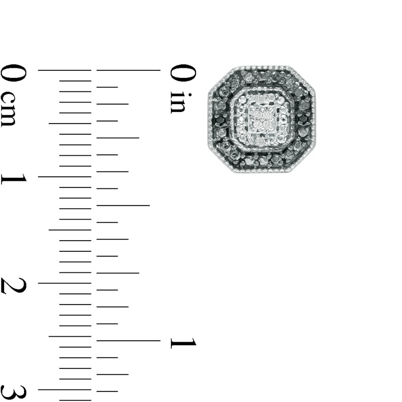 Main Image 2 of 1/20 CT. T.W. Enhanced Black and White Diamond Octagon Frame Stud Earrings in Sterling Silver