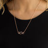 Thumbnail Image 2 of Lab-Created White Sapphire Triple Heart Bolo Necklace in Sterling Silver with 18K Rose Gold Plate - 26&quot;