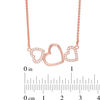 Thumbnail Image 3 of Lab-Created White Sapphire Triple Heart Bolo Necklace in Sterling Silver with 18K Rose Gold Plate - 26&quot;
