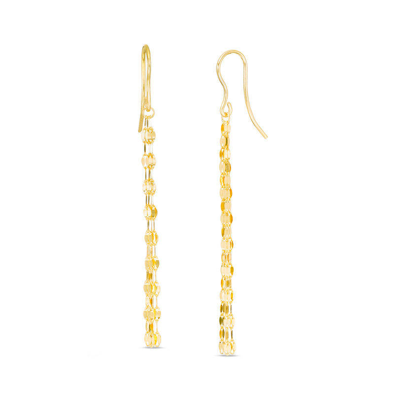 Main Image 1 of Made in Italy Diamond-Cut Tassel Drop Earrings in 14K Gold