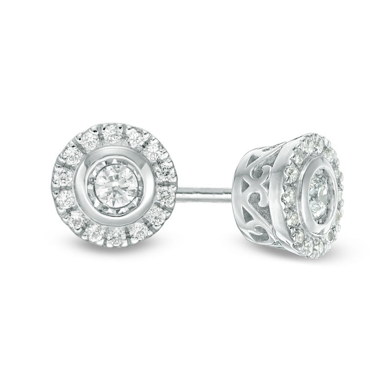 1/5 CT. T.W. Diamond Frame Stud Earrings in 10K White Gold | Zales