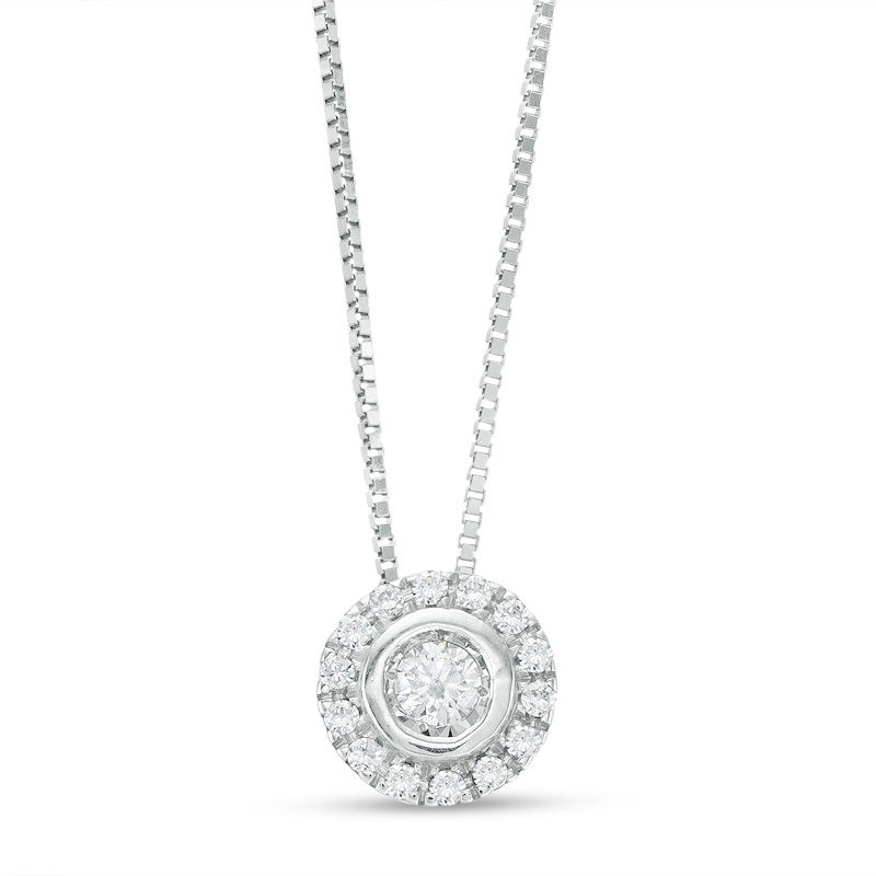 Main Image 1 of 1/10 CT. T.W. Diamond Frame Pendant in 10K White Gold