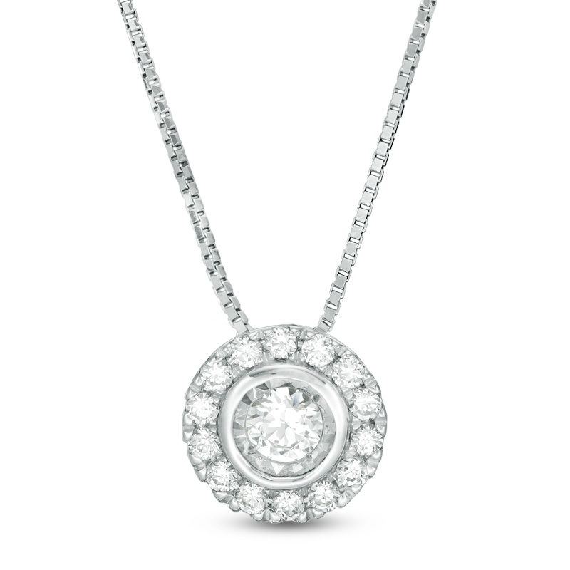 Main Image 1 of 1/5 CT. T.W. Diamond Frame Pendant in 10K White Gold