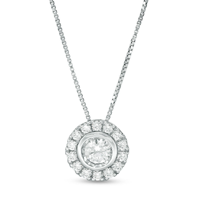 Main Image 1 of 1/3 CT. T.W. Diamond Frame Pendant in 10K White Gold