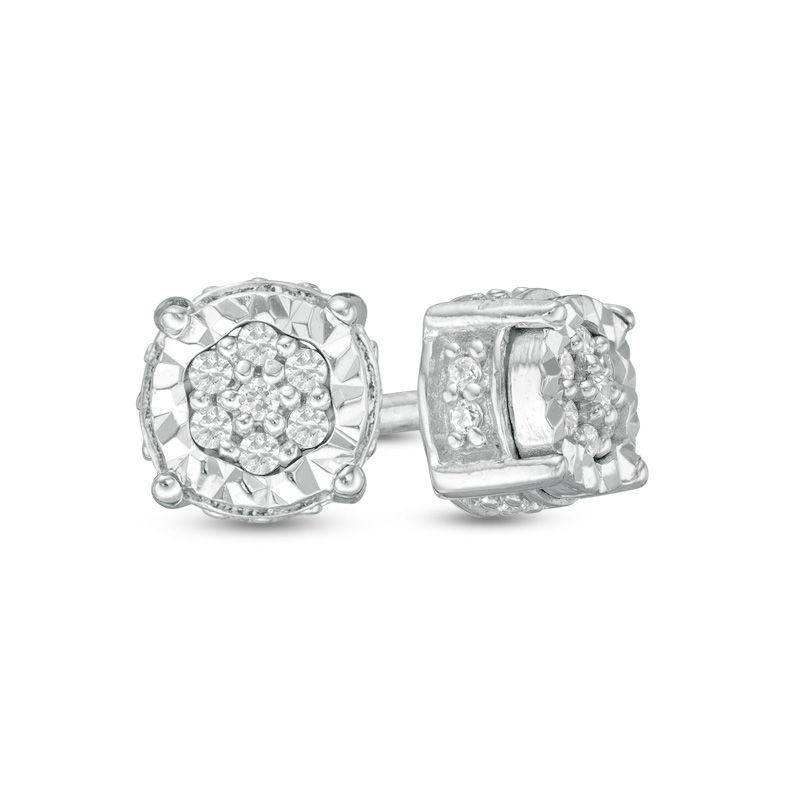 Main Image 1 of 1/10 CT. T.W. Composite Diamond Flower Stud Earrings in Sterling Silver