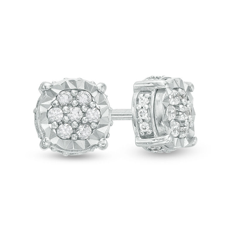 Main Image 1 of 1/4 CT. T.W. Composite Diamond Flower Stud Earrings in Sterling Silver