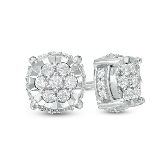 1/3 CT. T.w. Composite Diamond Flower Stud Earrings in Sterling Silver