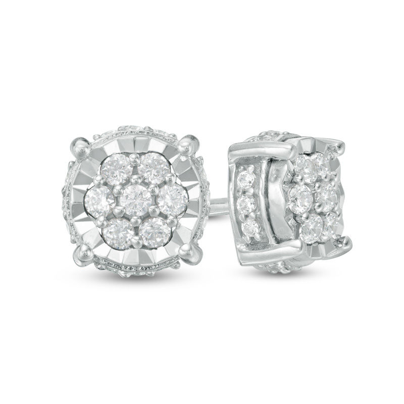 1/3 CT. T.W. Composite Diamond Flower Stud Earrings in Sterling Silver