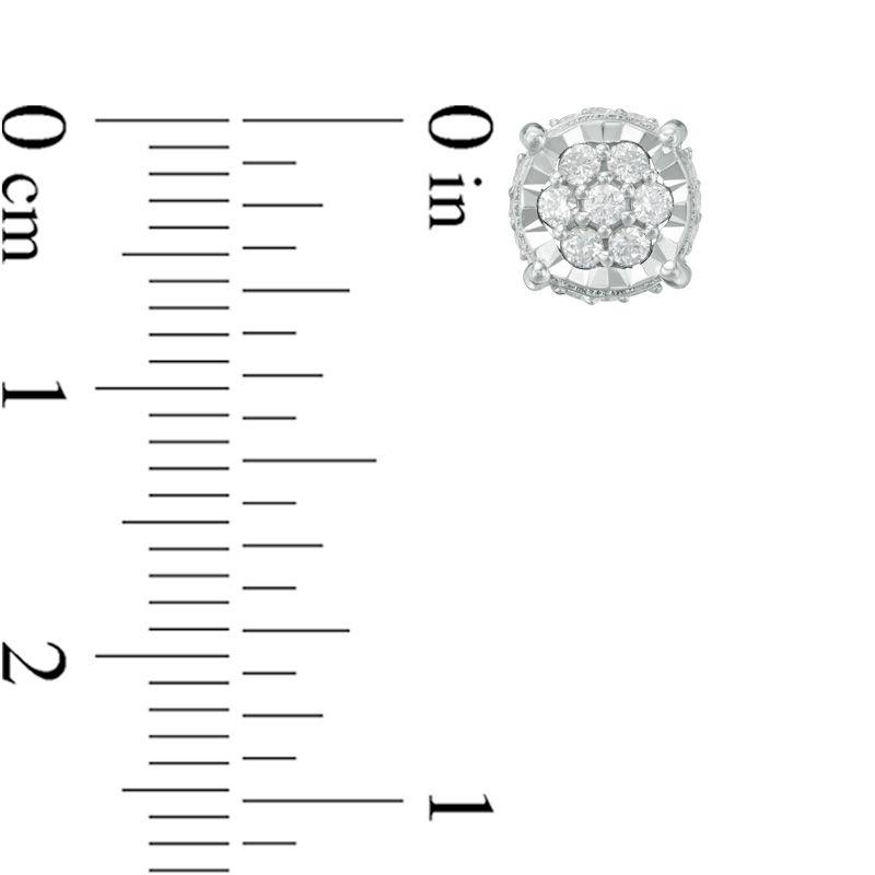 Main Image 2 of 1/3 CT. T.W. Composite Diamond Flower Stud Earrings in Sterling Silver