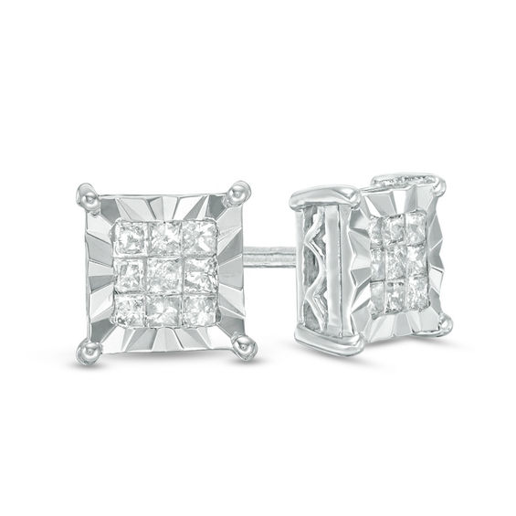 1/4 CT. T.w. Princess-Cut Composite Diamond Stud Earrings in Sterling Silver