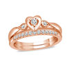 Thumbnail Image 1 of 1/5 CT. T.W. Diamond Heart Bridal Set in 10K Rose Gold