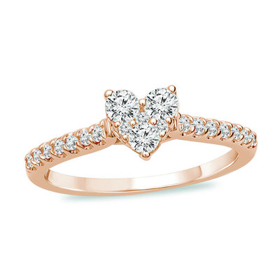 Details about   14k Two Tone Rose & White Gold Finish 925 Silver Heart Diamond Engagement Ring