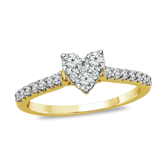 1/2 CT. T.w. Composite Diamond Heart Engagement Ring in 14K Gold