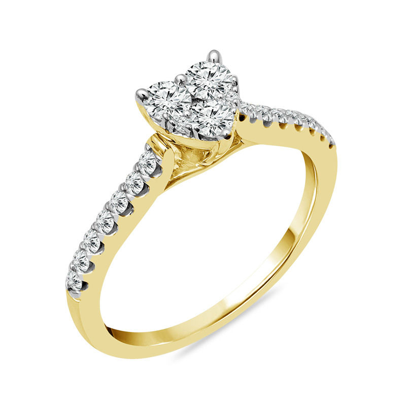 Main Image 2 of 1/2 CT. T.W. Composite Diamond Heart Engagement Ring in 14K Gold
