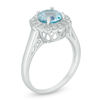 Thumbnail Image 1 of 7.0mm Blue and White Topaz Vintage-Style Frame Ring in Sterling Silver