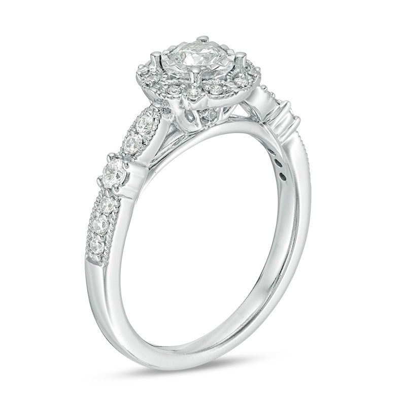 Main Image 2 of 5/8 CT. T.W. Diamond Frame Vintage-Style Engagement Ring in 14K White Gold