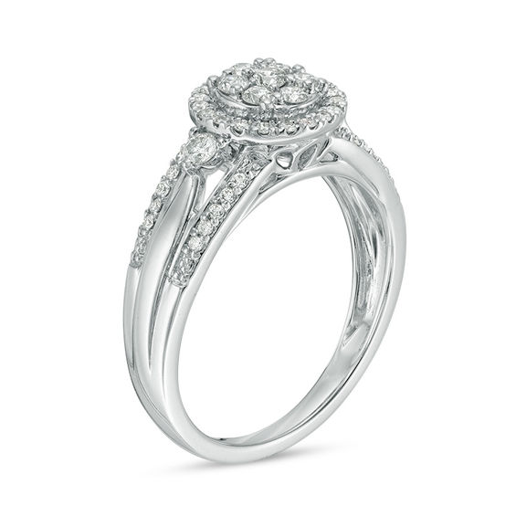 1/2 CT. T.w. Composite Diamond Frame Engagement Ring in 10K White Gold