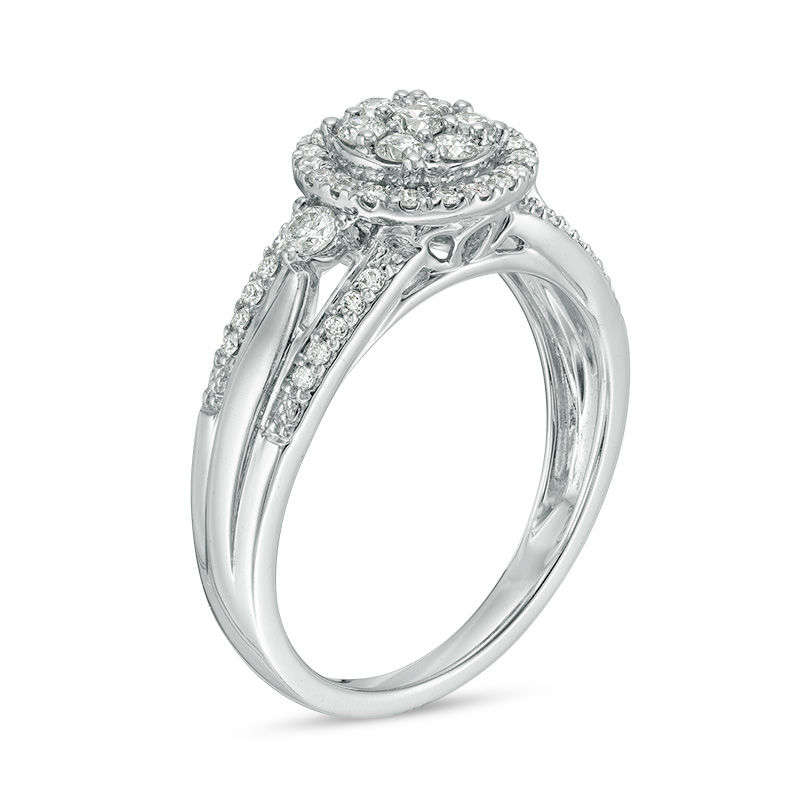 Main Image 2 of 1/2 CT. T.W. Composite Diamond Frame Engagement Ring in 10K White Gold